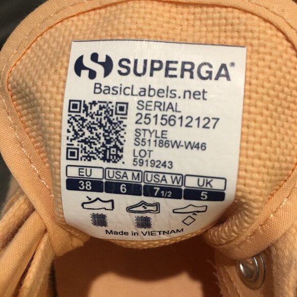 SUPERGA Orange Apricot Peach Linen Platform Rafia Sneakers Shoes EU 38 or US 7.5 - Picture 9 of 9